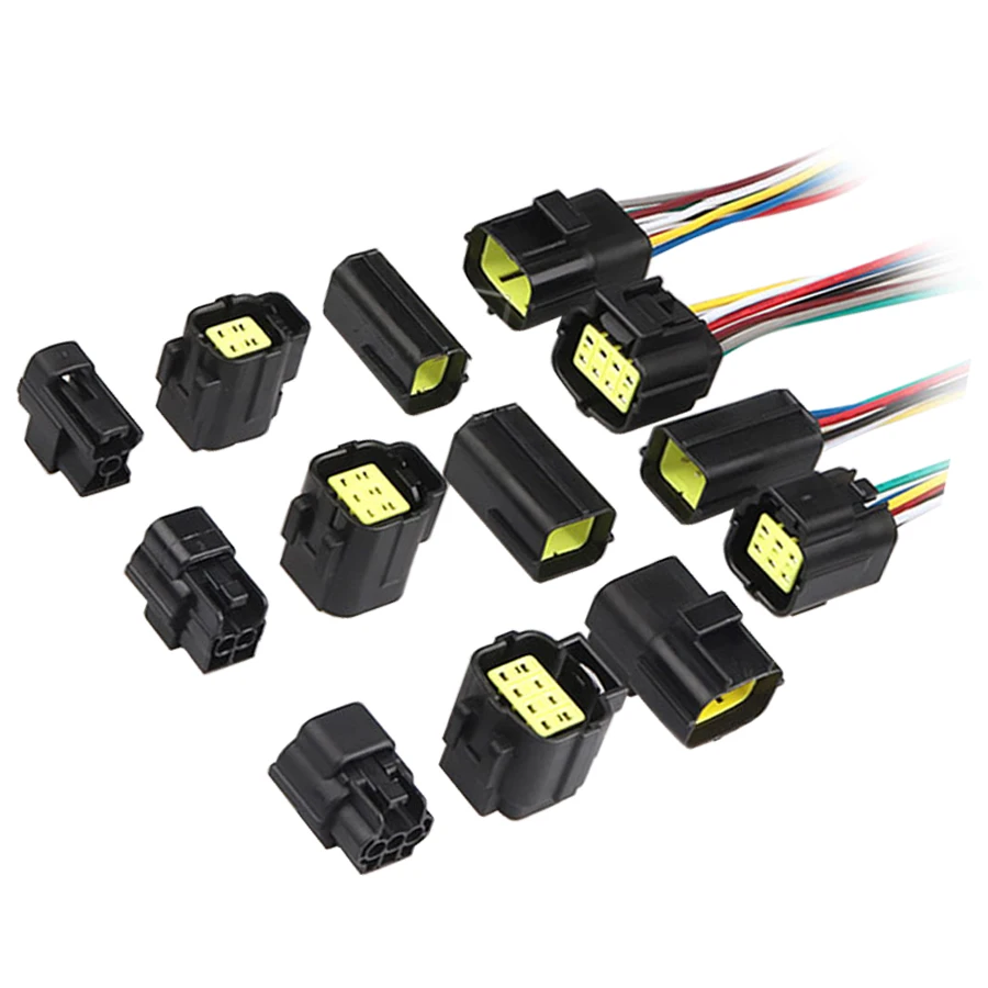 Auto Connector Wiring Plug 1.8 Series Waterproof Wire Black Male Female With Terminal 174354-2 174352-2 1 2 3 4 5 6 Pin Plug