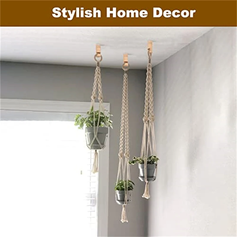 2Pcs Nordic Natural Native Wood Plant Hanger Hanging Pot Hook Flower Holder Lantern Ceiling Hanging Hanger Gardening Supplie