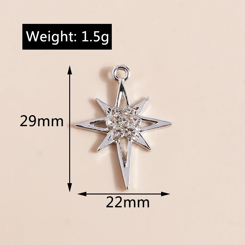Leslie 10 Stück glänzende Kristallsterne-Charms für Ohrringe, Halsketten, DIY-Charms, Anhänger, Schmuckherstellung, Zubehör, handgefertigtes Handwerk – Detail 5