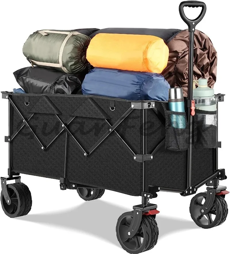 Versatile Folding Station Wagon with Bouncy Handle, Beach and Camping Utility Vehicle for Outdoor Activities