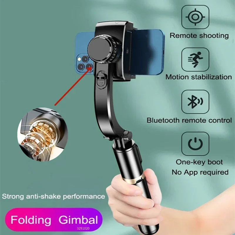 Selfie Stick Head Stabilizer Tripod with Wireless Remote Cell Phone Holder Self-Balancing for Smartphones Live Video Recording