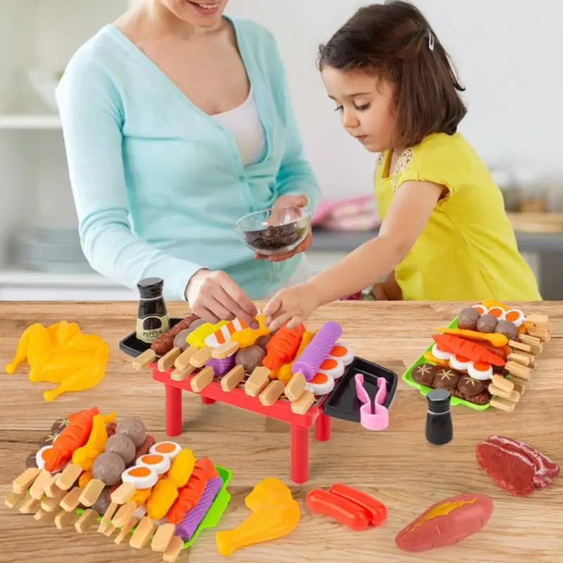 Kit de barbecue pour enfants, mini ustensiles de cuisine de simulation de nourriture, cadeau de Noël parfait pour les enfants