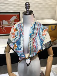 European New Color Clothes 90cm Twill Women's Decorative Silk Scarf Travel Shawl Large Square Scarf Chest Wrap Scarf Wholesale