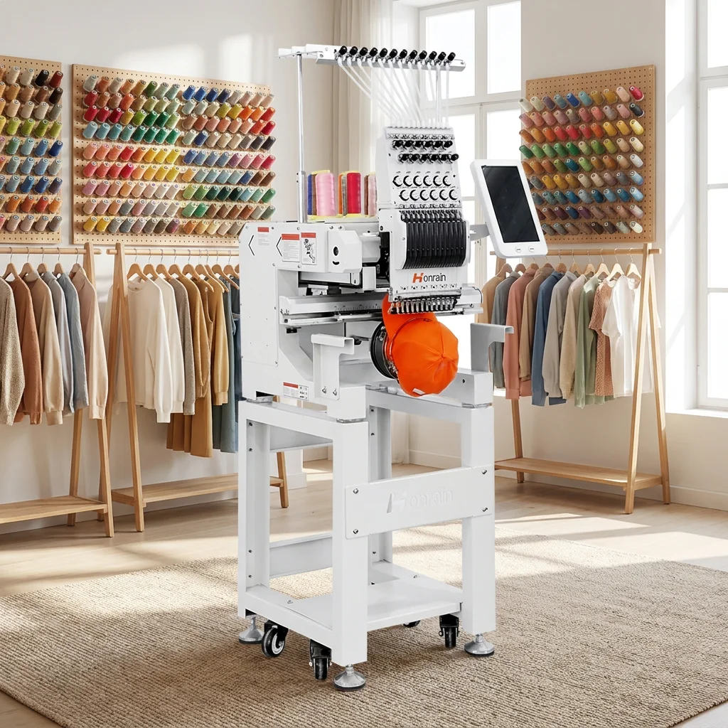 Made in China 12 Needle Embroidery Machine Single Head Computerized for Cap T-Shirt Finished Garment Flat Socks Embroidery