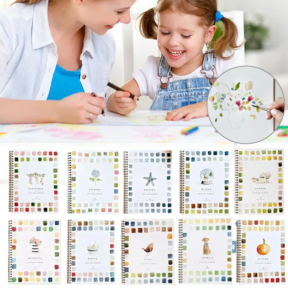

Watercolor Worbooks Painting Practice Book Both For Adults Children Bouquets 9 Theme Available With Watercolor Palette Accessory