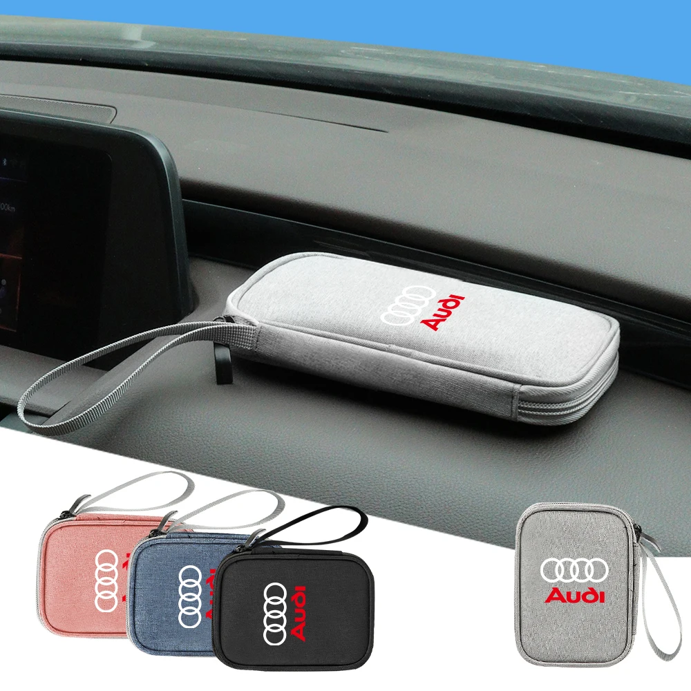 

Car Key Phone Data Line Storage Bag Multifunction Auto Accessories For Audi A7 A8 A3 A4 A5 A6 TT Q3 Q5 Q7 A1 B5 B6 B7 B8 B9 8P