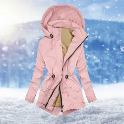 Womens Hooded Quilted Thin Cotton Jacket Long down Coats Solid Color Zipper Waterproof Parkas With Pockets For Women 2024