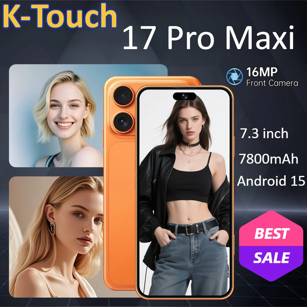 Téléphone portable K-Touch iFone 17 Pro Maxi, Smartphone Android 7,3 pouces, 22G+2TB, 16+48MP, 5G, Double SIM, 7800mAh, Déverrouillage par empreinte digitale, Version globale
