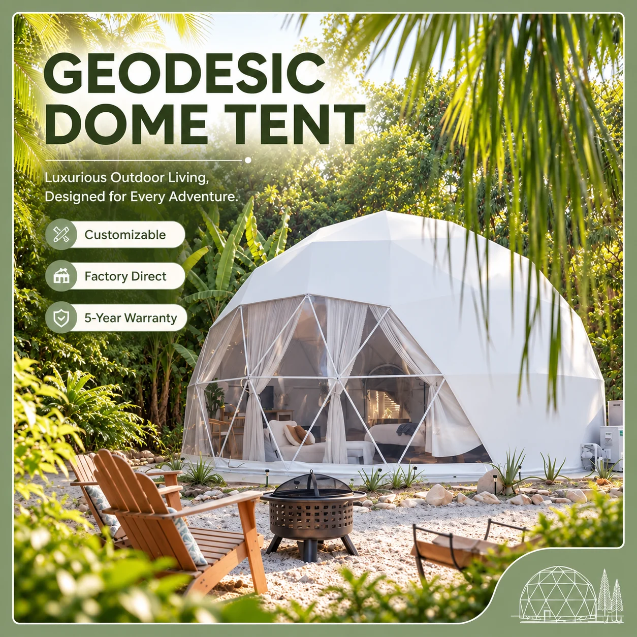 Outdoor Luxury Round Geodesic Dome Tent UV Protection Waterproof Durable Structure For Resort Homestay Glamping Accommodation