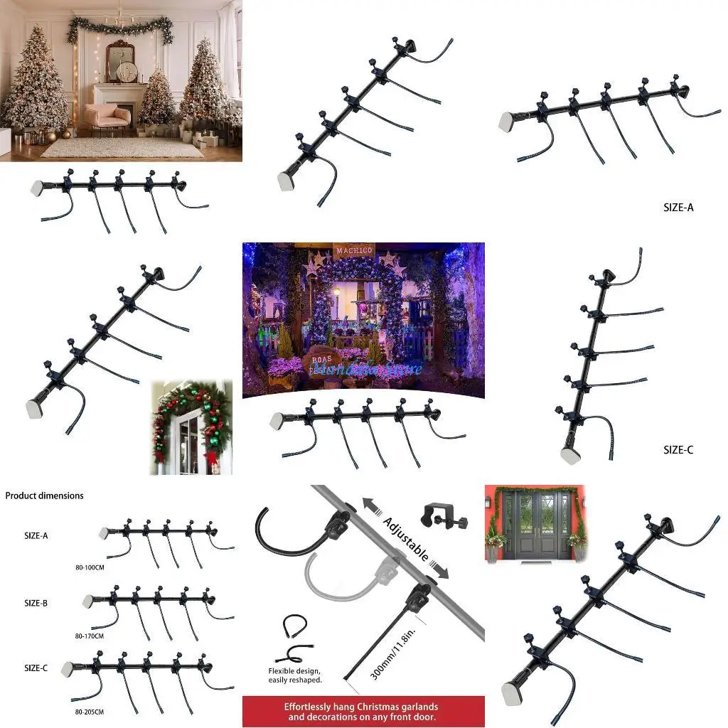 

U2JC Durable Expandable Christmas present 5 Hangers Wall Mounted For Holiday Vegetations Lights Decorative Displays