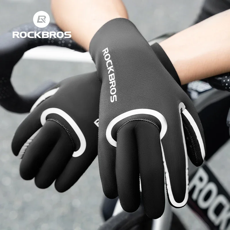 

ROCKBROS Bike Gloves Women Men Winter Windproof Waterproof Bicycle Sports Mitten Warm Fleece Gloves Non-slip Ski Riding Gloves