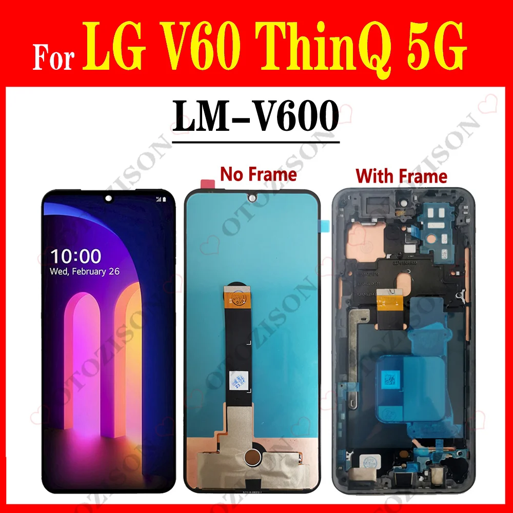 

Super AMOLED For LG V60 LCD V60 ThinQ 5G LCD With Frame LM-V600 Display Screen Touch Sensor Digitizer Assembly Replacement 6.8"