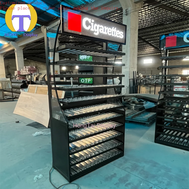 

Custom.Customizable logo 3ft Smoke Shop Display Fixtures LED Lighting Iron Rack Tobacco Metal Showcase