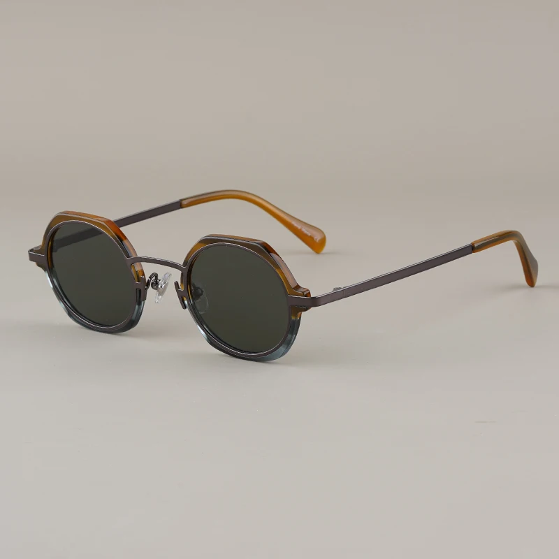 

Japanese Style Quality Vintage Fashion Sunglasses For Men Women Style Anti-Ultraviolet Retro Oval Round Metal Full Frame Eyeglas