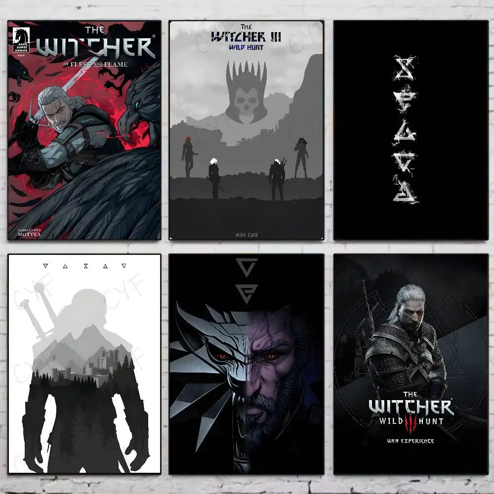 Póster del juego The W-Witcher 3, arte HD, pared adhesiva, impermeable, para el hogar, sala de estar, dormitorio, Bar, decoración estética