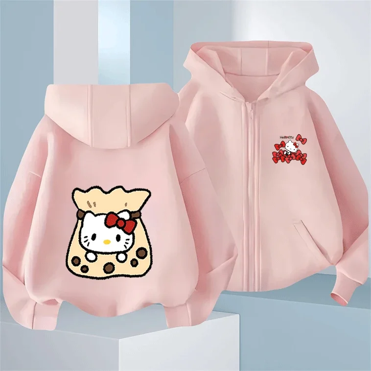 

Худи на молнии с мультяшным принтом Sanrio Company Ltd Kitty White, хлопок, хит продаж 2026 года