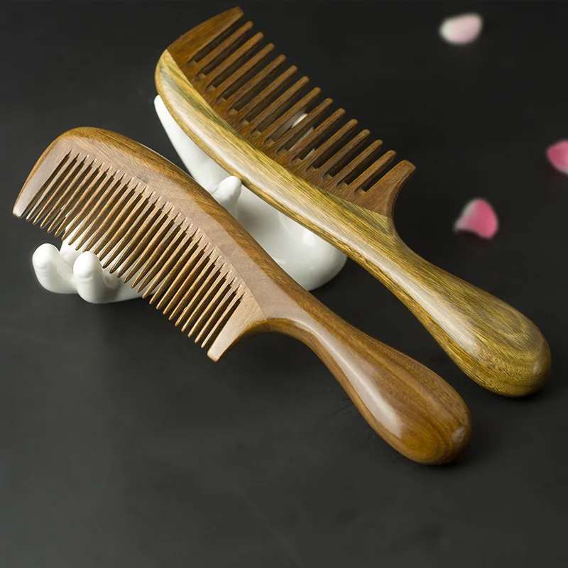 

Natural Sandalwood Combs Solid Wood Carving Comb Anti-Static Beard Comb Handicraft Hair Styling Wide Tooth and Narrow Tooth Gift