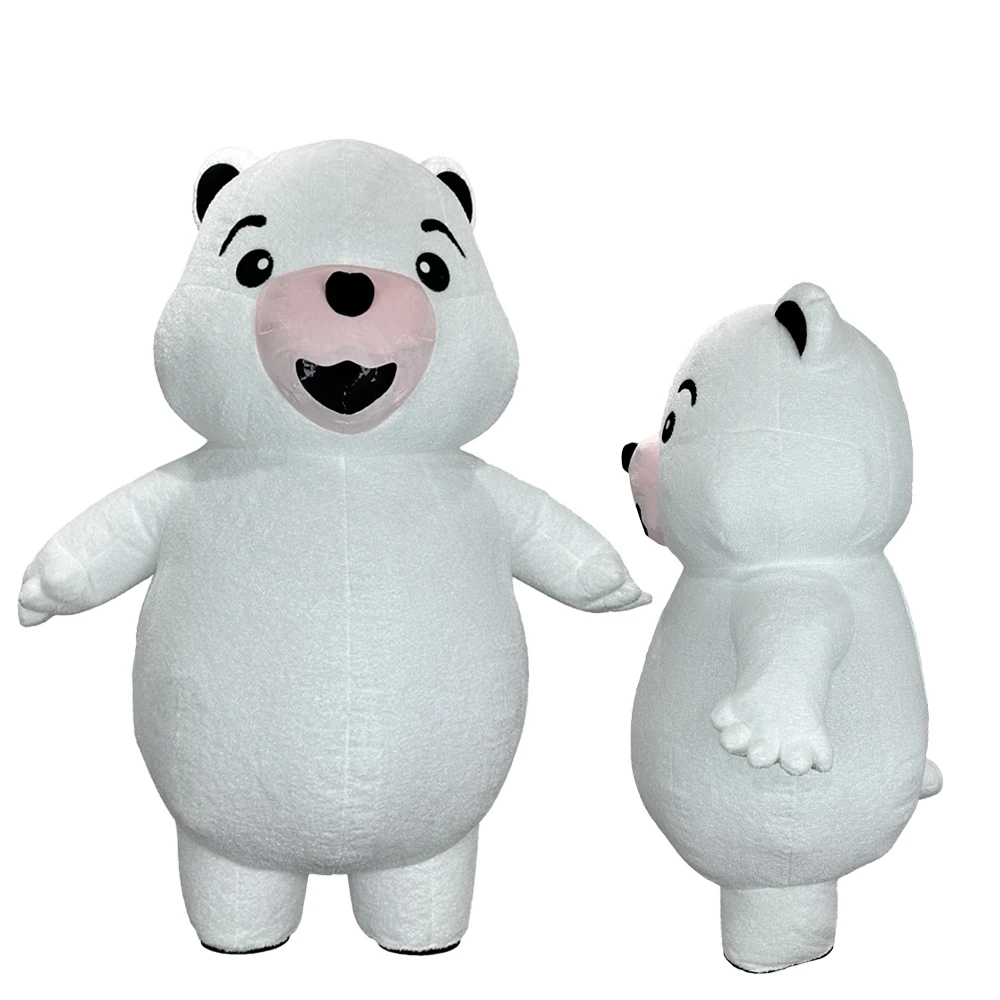 

White Bear Inflatable Costume Mascot Parade Adult Character Cosplay Birthday Christmas Halloween Party Event Plush Set