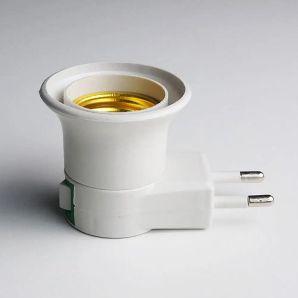 EU Plug E27 Screw Lamp Bulb Socket Holder Adapter Converter With On-Off Switch for CFL