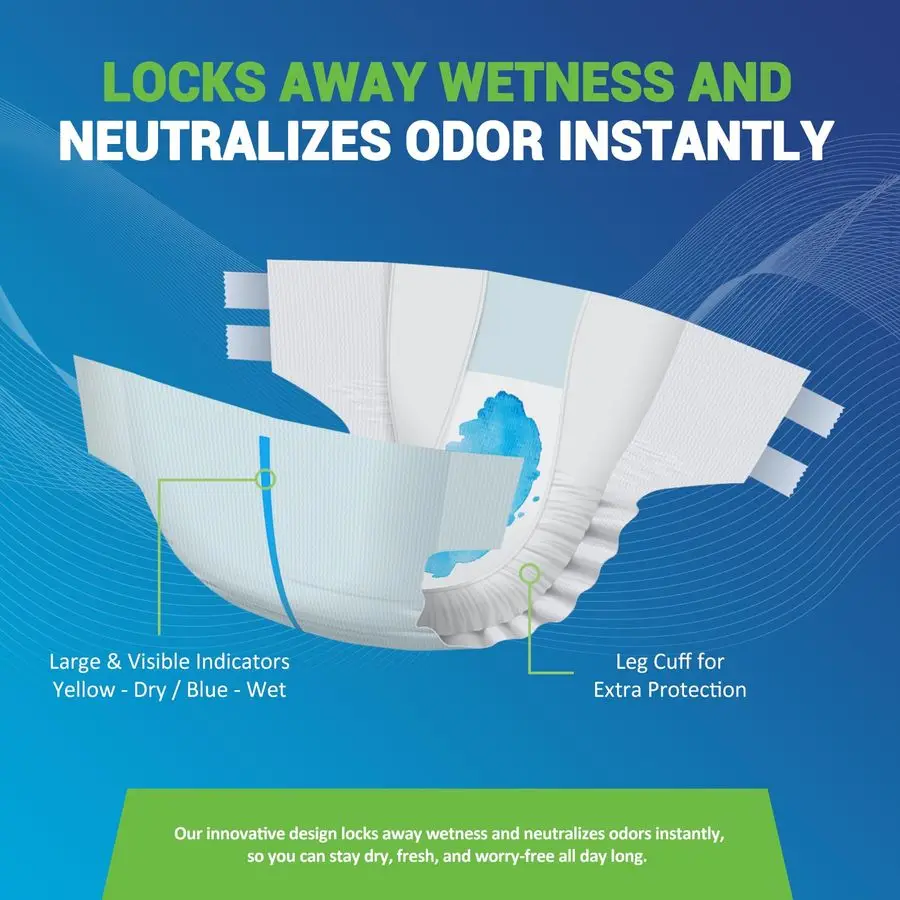 Majtki dla dorosłych o maksymalnej chłonności na nietrzymanie moczu z zapięciem na rzep XXLarge, opakowanie 48 ultrachłonnych pieluch dla dorosłych dla mężczyzn