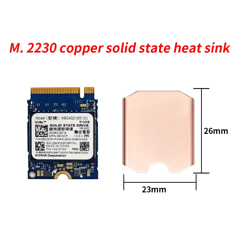 

TISHRIC M2 2230 Copper Solid State Heat Sink Applicable To M.2 2230 Solid-state Drive Thermal Conductive Silicon Wafer