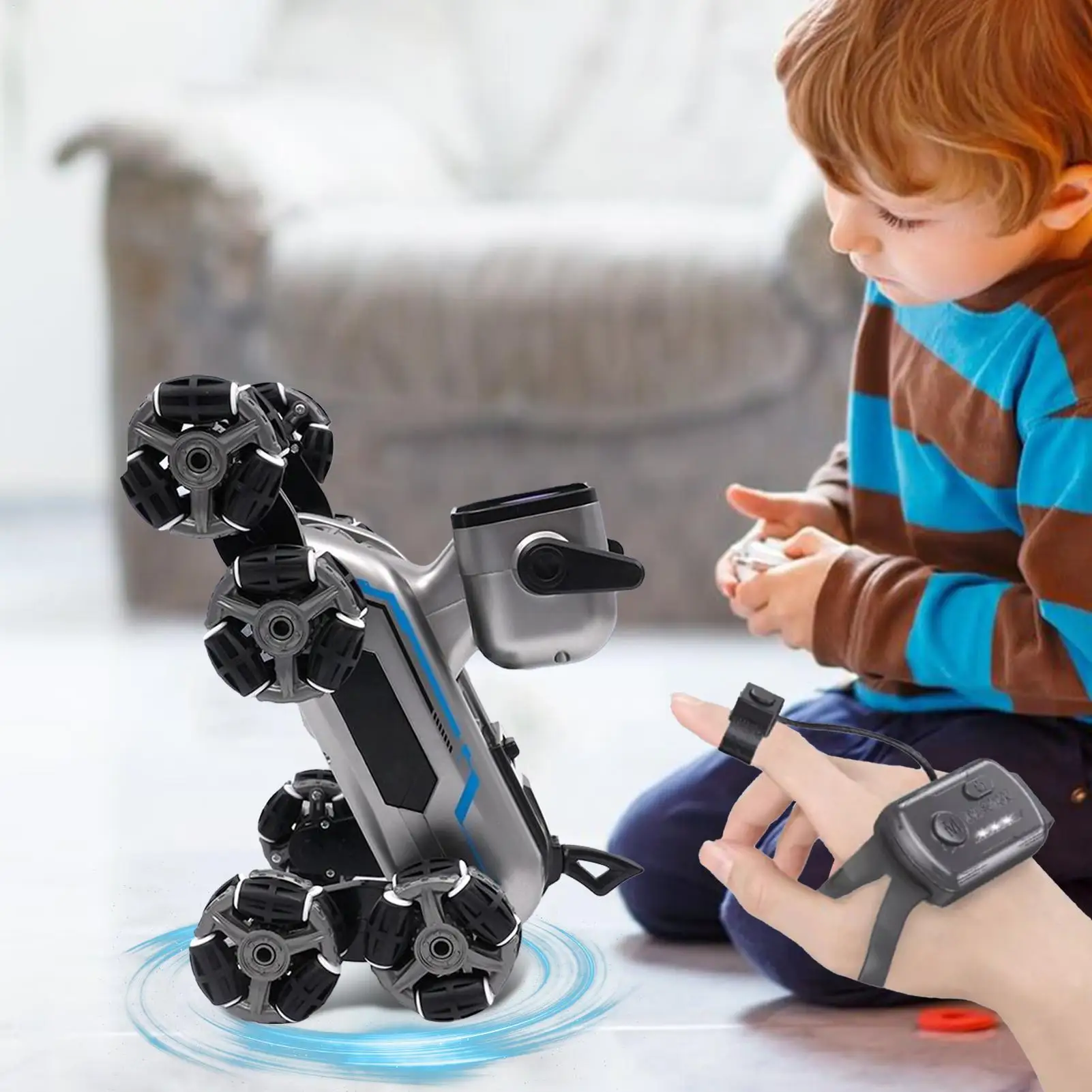 Chien Robot intelligent télécommandé, chiot à huit roues pour salon, chambre à coucher, cour, fournitures de divertissement pour tout-petits
