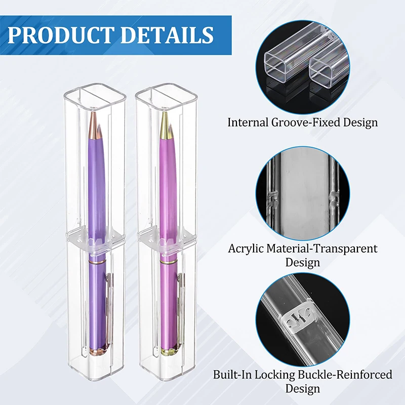 40Pcs Transparent Acrylic Gift Empty Pen Storage Transparent Plastic Pencil Case