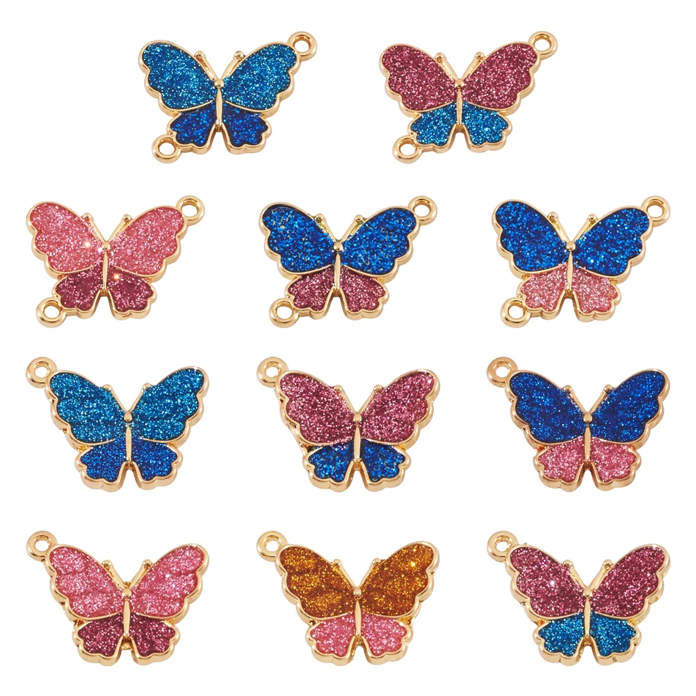 22Pcs Colorful Butterfly Alloy Pendants Connector Charms for Bracelet Necklace DIY Jewelry Making Accessories