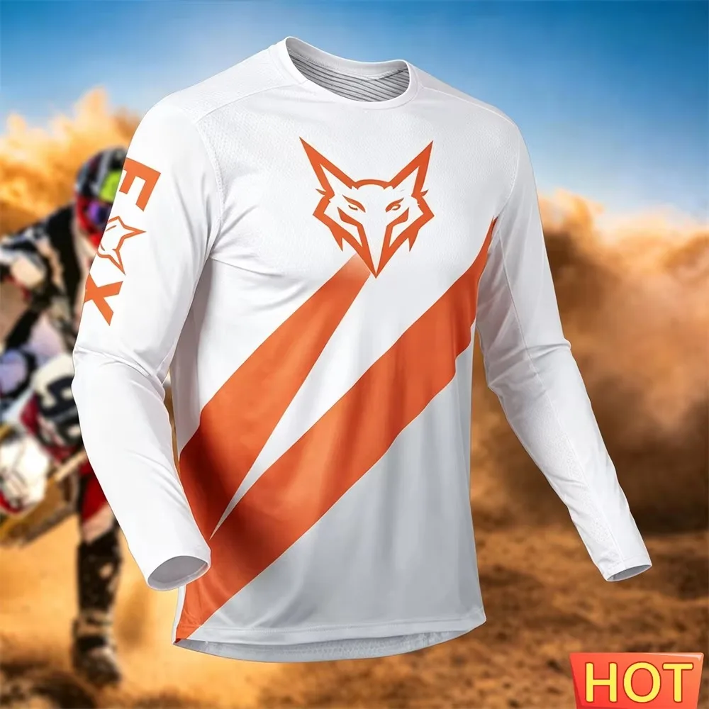 Herren-Motorradtrikot mit 3D-Druck und langen Ärmeln, schnelltrocknendes Sommer-Offroad-Shirt, MTB-Mountainbike-Motocross-Trainings- und Abenteuertrikot – Detail 13