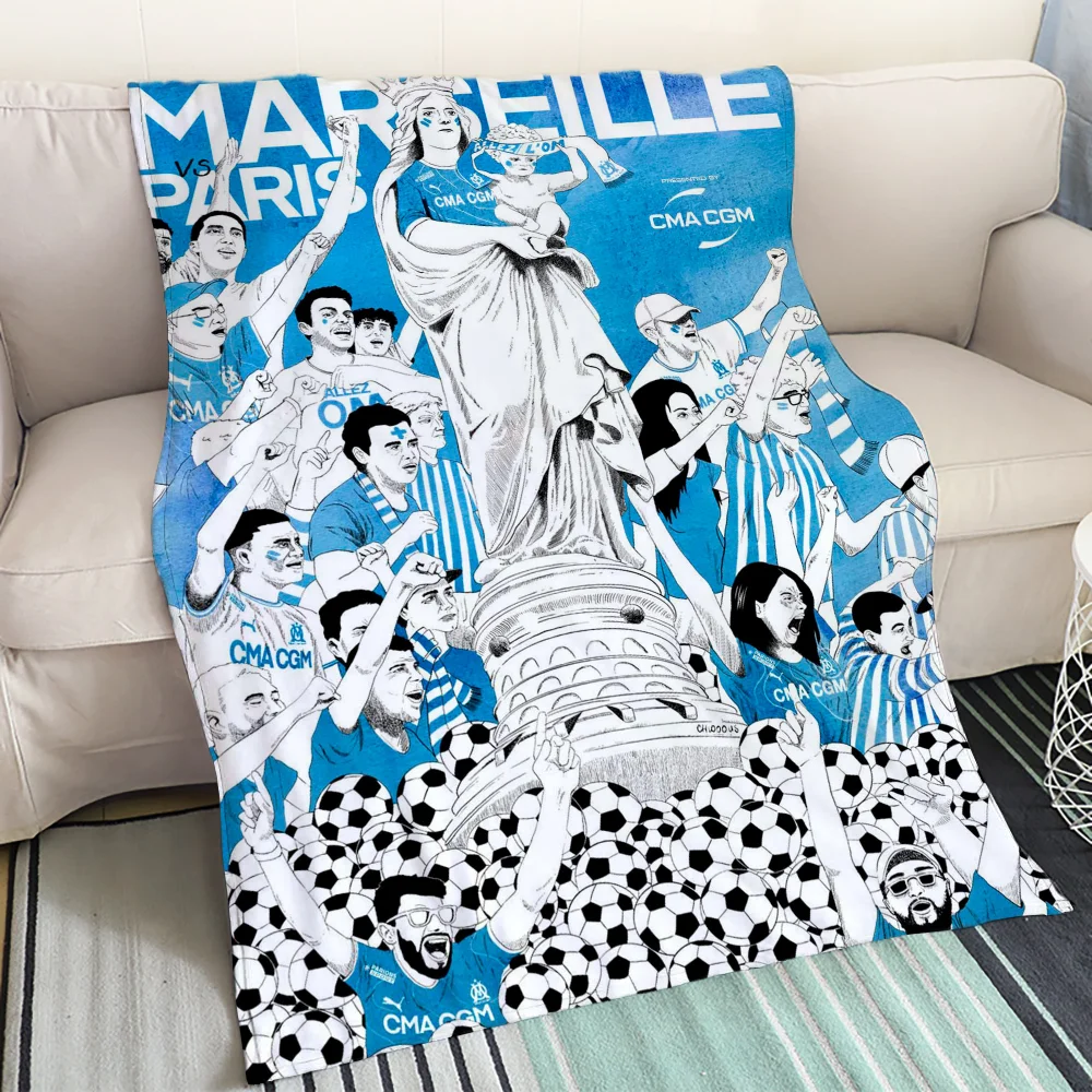 Picnic Blanket for Sofa Decoration A-Olympique De Marseille Luxury Bedding Fluffy Soft Blankets & Throws Beach Towel Cobija Knee