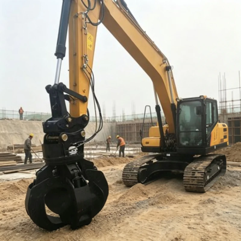 Orange Peel Grab with 360° Rotation Flexible Scrap Sorting Grapple Attachment