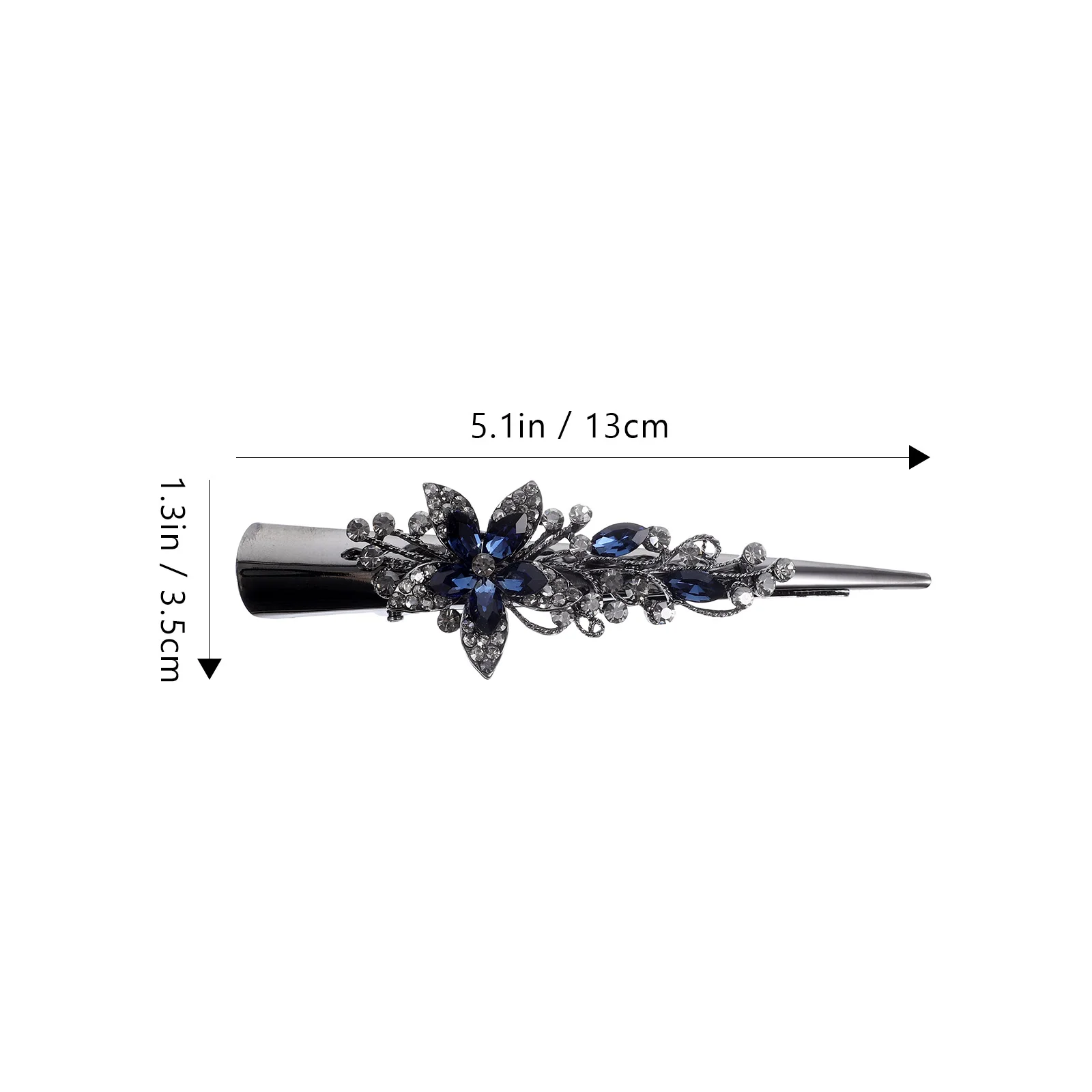 Rhinestones Retro Large Metal Horn Clip Headband Crystal Hairpin Pointed Beak (dark Blue) Miss Vintage Decor Alligator