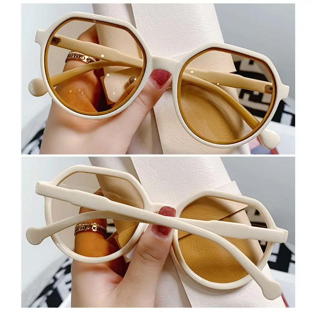 Trendy Jelly Women's Sunglasses Unique Beige Round Frame Sun Glasses Popular UV Protection Eyewear for Women & Men