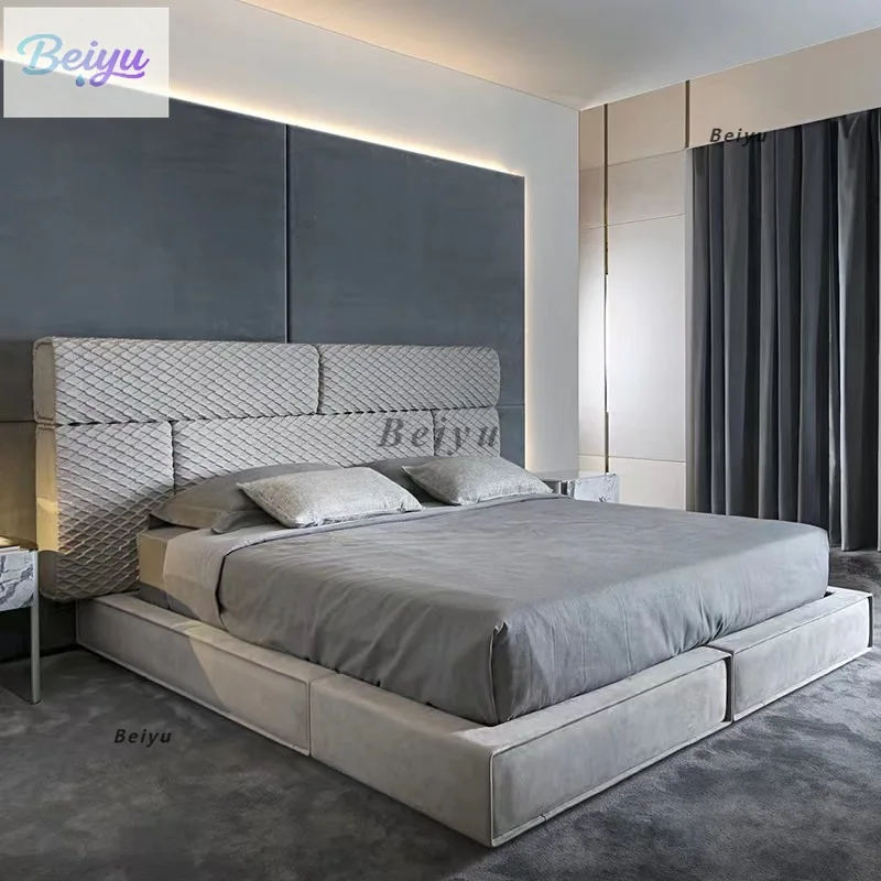 

Итальянская светлая роскошная матовая кровать 1,8 метра, современная простая двуспальная кровать, элитная двуспальная кровать для виллы, роскошная матовая кровать