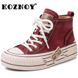 Koznoy 4.8cm damskie mokasyny bydry z prawdziwej skóry, masywne tenisówki koreańskie botki buty na platformie buty designerskie