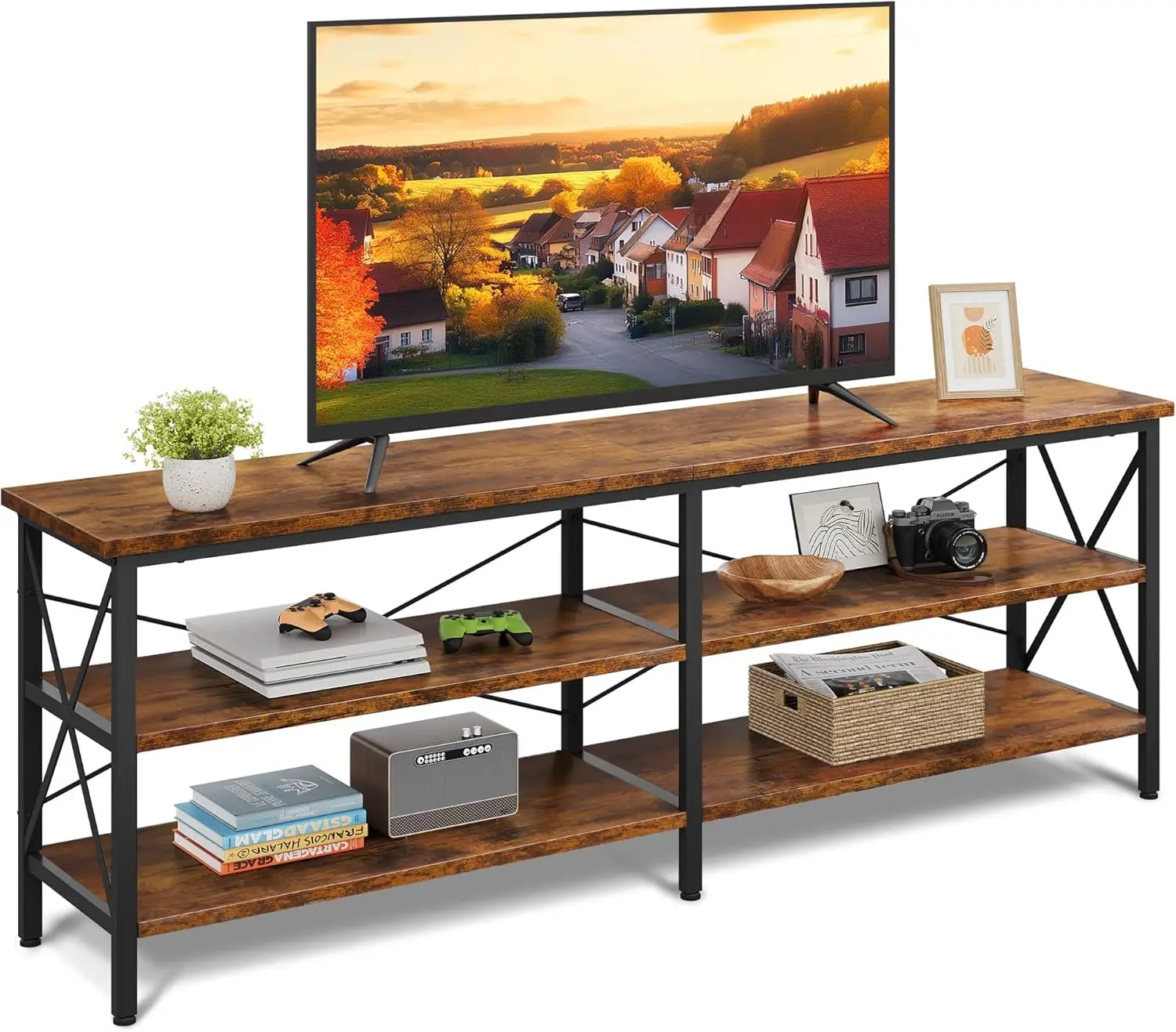 

TV Stand up to 70 Inch TV, 63" Entertainment Center, TV Media Console with 3-Tier Storage Shelves for Living Room and Bedr