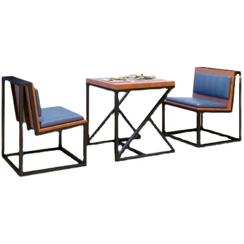 Industrial style western restaurant reception creative table and chair booth loft music bar retro wrought iron solid wood sofa