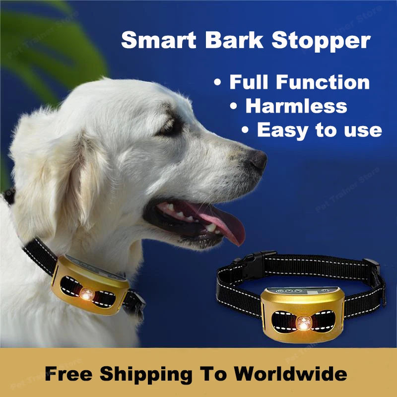 Smart Automatic Anti Barking Dog Collar HD Digital Display IP7 Waterproof Collar For Dog Rechargeable Bark Stopper Barking Stop