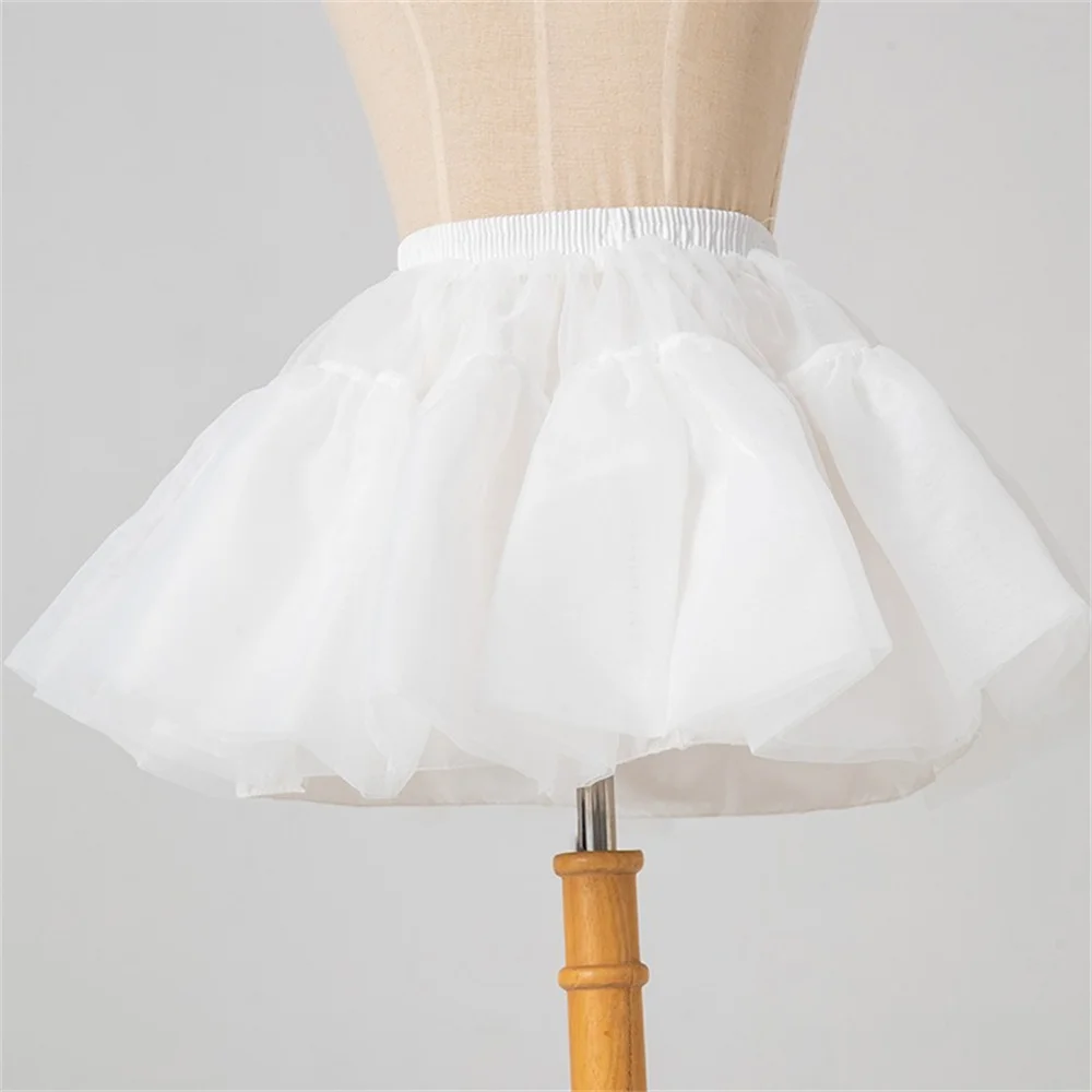 Mini sottoveste bianca con abito da ballo Lolita, gonna corta con volant casual vintage retrò quotidiano per cosplay