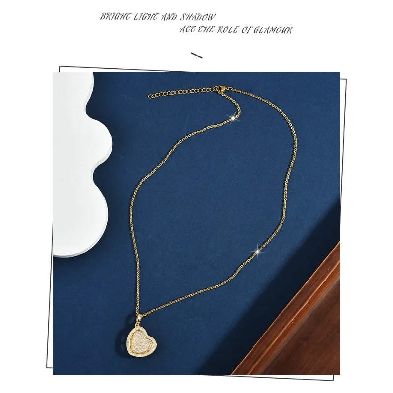 

Fashionable clothing heart-shaped collarbone chain, multi-layer heart-shaped engraved necklace for women