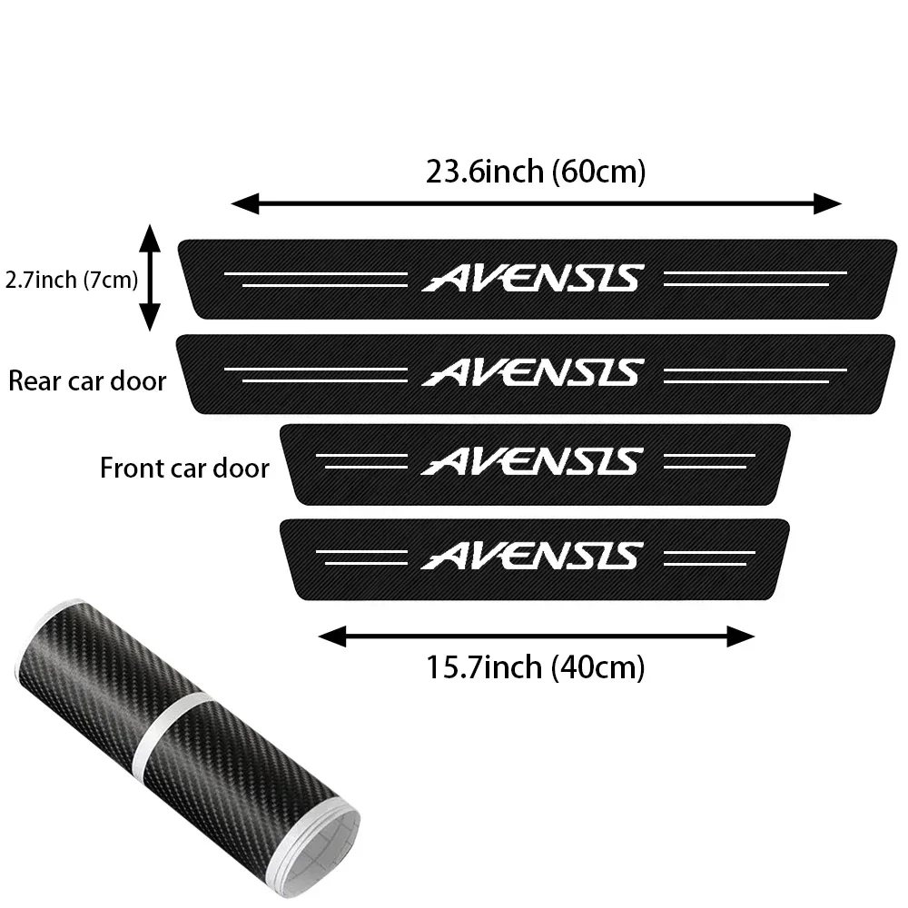 for Toyota Avensis Logo Carbon Fiber Door Threshold Waterproof Decals Car Stickers Sill Anti Scratch Protective Film Accessories