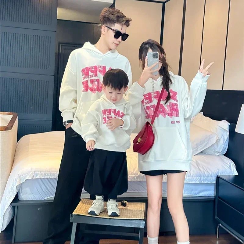 Matching Clothes for The Whole Family Hooded Sweatshirts Dad Mom Daughter Son Hoodies Baby Romper Korean Parent-child Clothing