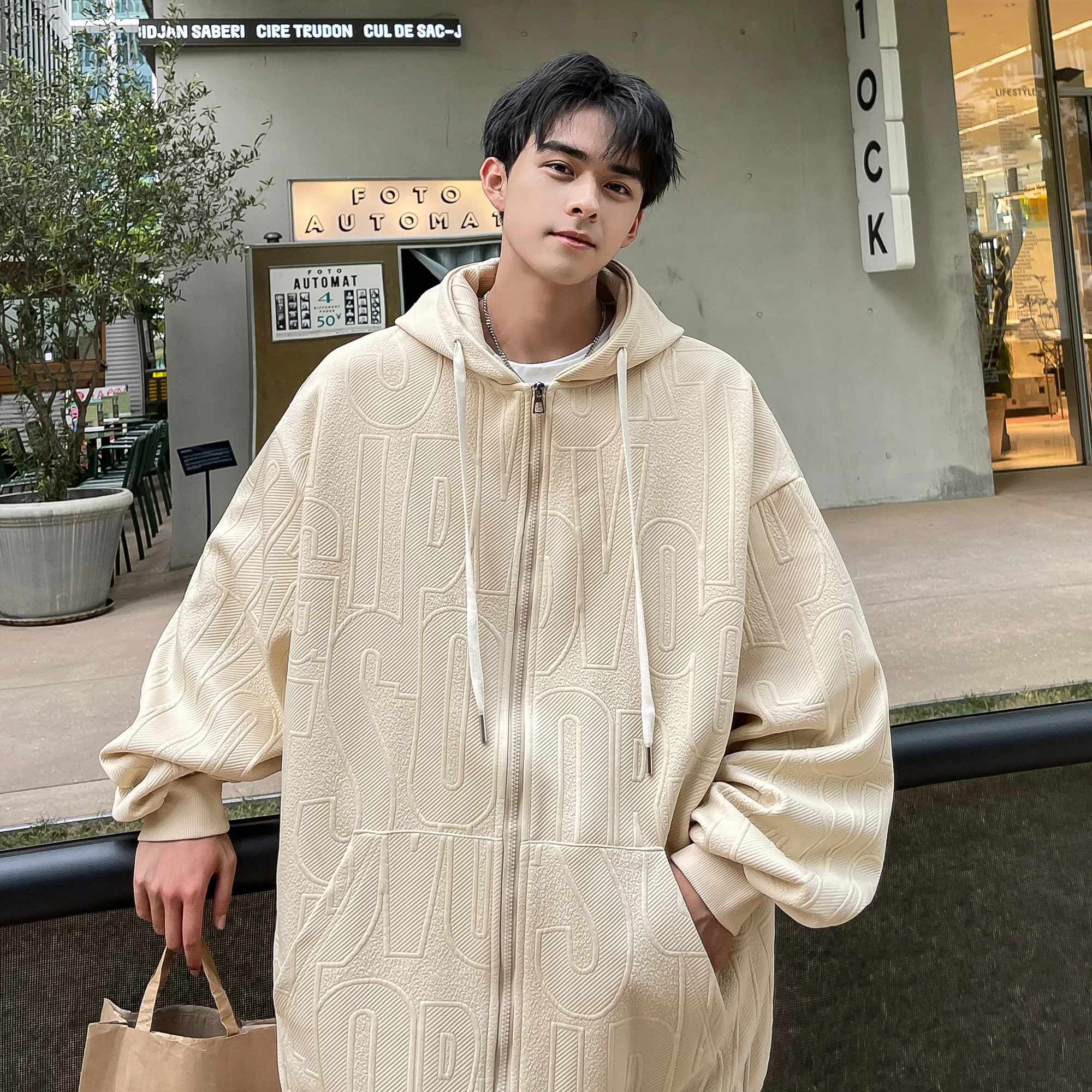 

Мужской открытый кардиган-свитшот свободного кроя с вышивкой, весенне-осенняя повседневная спортивная одежда, молодежная модная удобная одежда