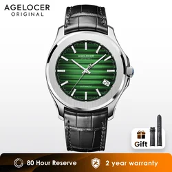 AGELOCER-reloj mecánico automático para hombre, cronógrafo dorado de lujo, con calendario grande, ideal para regalo de cumpleaños