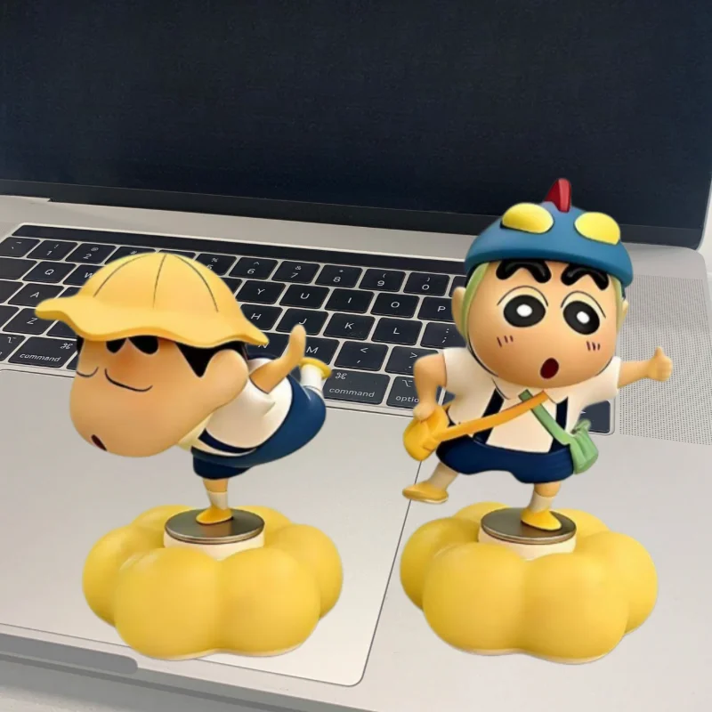 Crayon Shin-chan Q-Version Figur, hochwertiges Design, Cartoon-Anime-Stil, kreatives Auto- und Schreibtisch-Drehmodell, Ornament, Geschenk – Detail 3