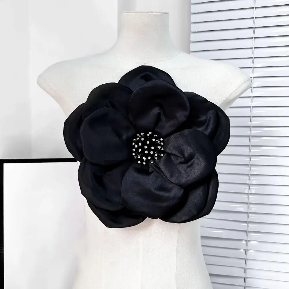 3D Flower Corsage Applique Rhinestone Decor Sweater Dress Blouse Patch DIY Stitching Patch Wedding Party Clothes Adornment