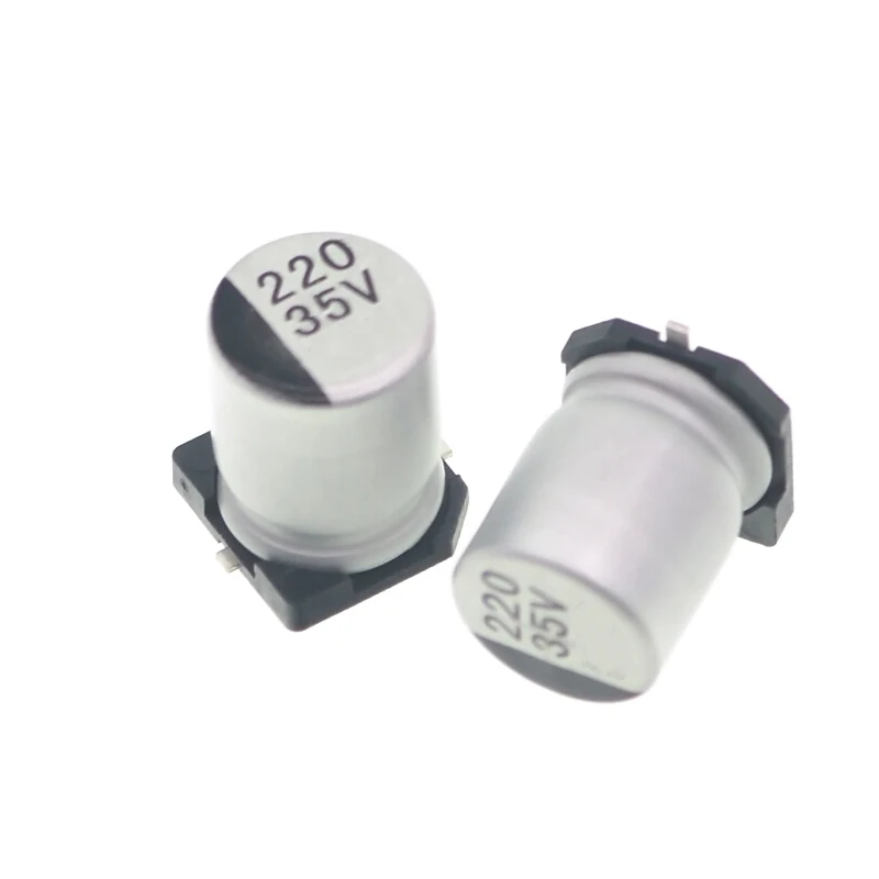 10 個 35v220uf Smd アルミ電解コンデンサ 6.3v 10v 16v 25v 35v 50v 10uf 22uf 47uf 100uf 220uf 330uf 1000uf