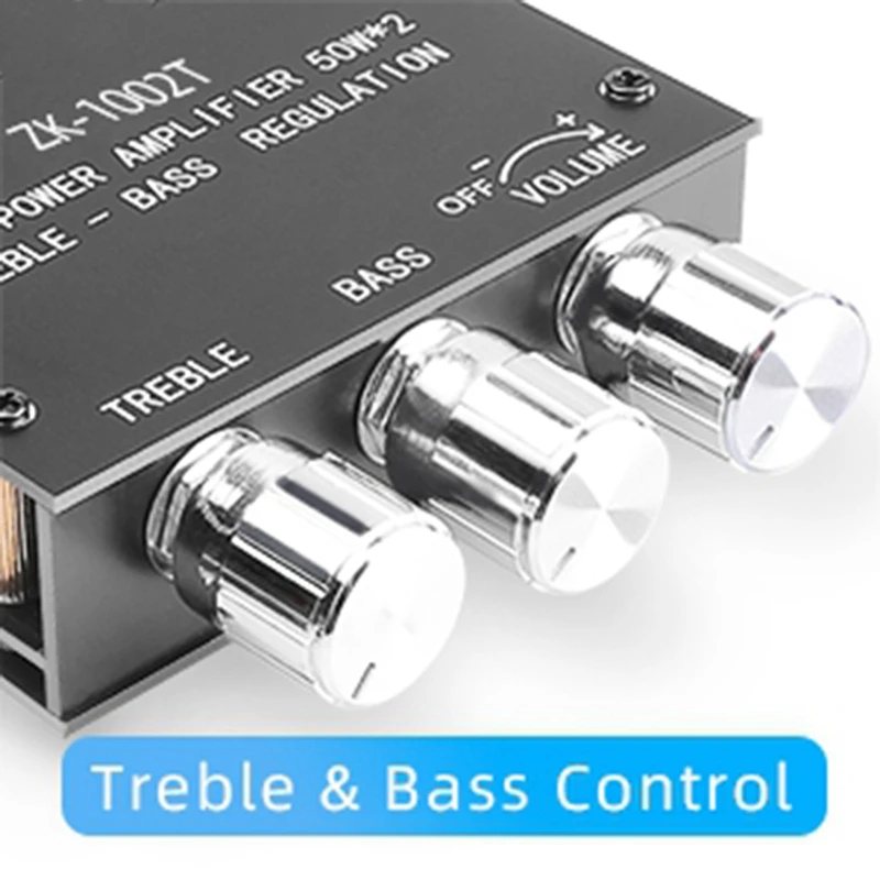

A56G-ZK-1002T Amplifier Board With Treble & Bass Control BT & AUX Inputs DIY Wireless Speakers