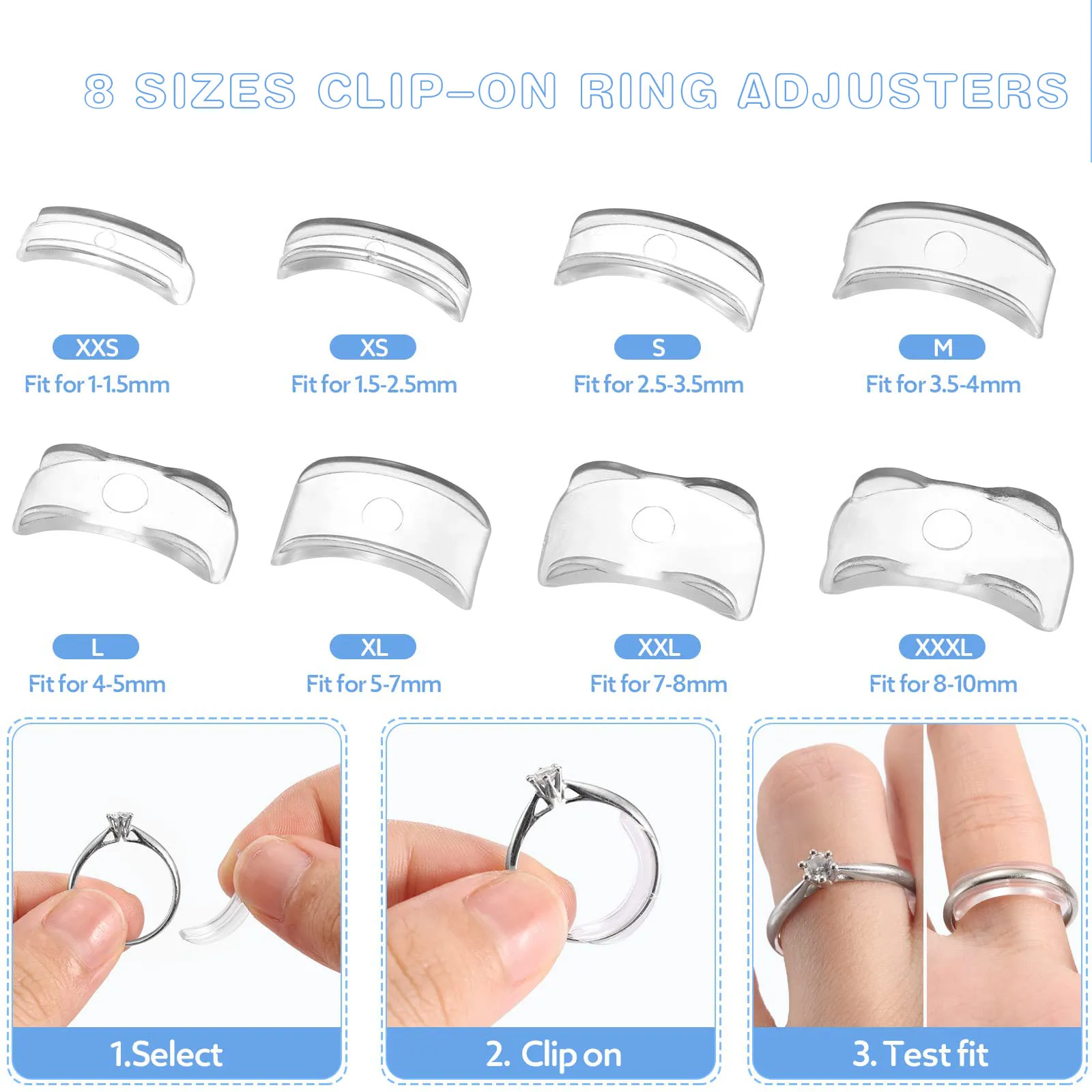 Ring Size Adjuster for Loose Rings with Ring Size Measuring Tool for Ring Adjuster 16pcs Ring Size Measuring Tool