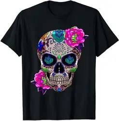 Sugar Skull Day Dead Cool Bone Head Skulls Gift Idea T-Shirt  Tees High Quality 100%Cotton Short Sleeve